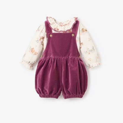 Forest Family Velveteen Overall Set