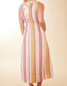 Loretta Linen Midi Dress Callawassie Cabana Stripe