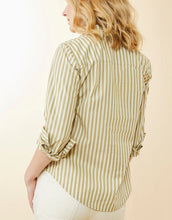 Load image into Gallery viewer, Louane Poplin Shirt Khaki Stripe