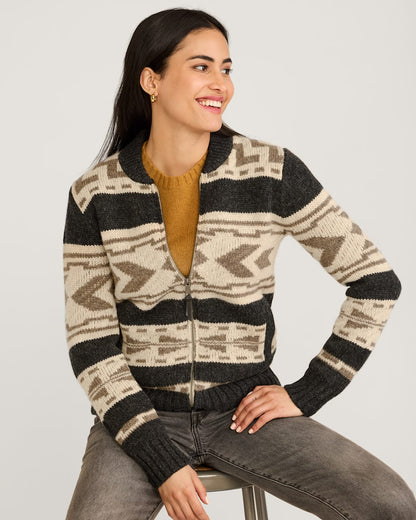 Graphic Shetland Zip Sweater