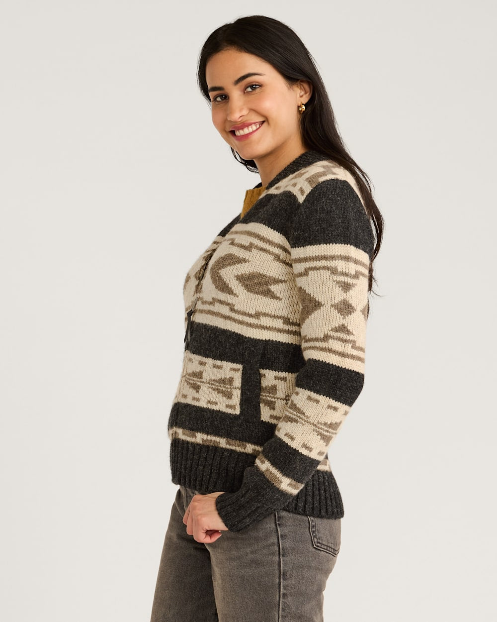 Graphic Shetland Zip Sweater