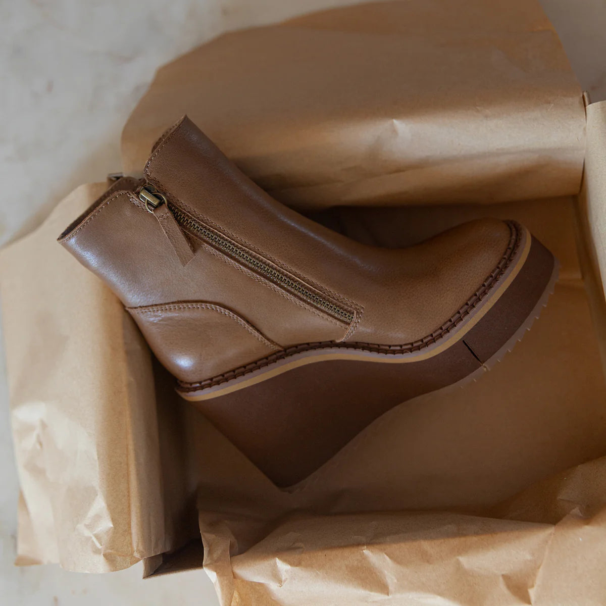 Avail Brown Wedge Ankle Boots