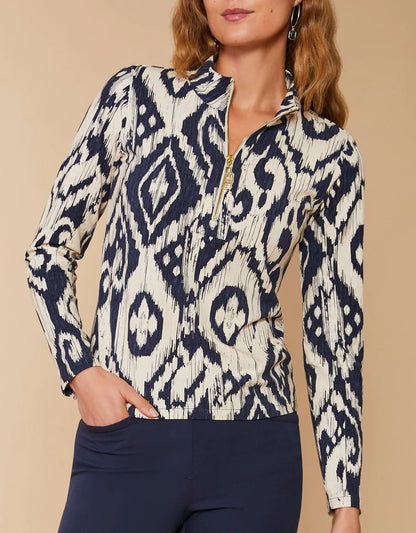 Nora Half-Zip Top Bascom Ikat