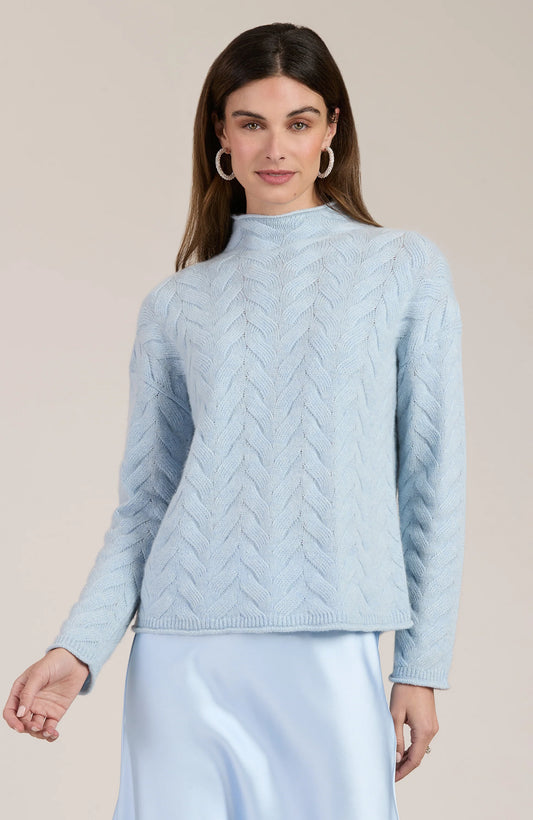 Cashmere Basketweave Light Blue Sweater