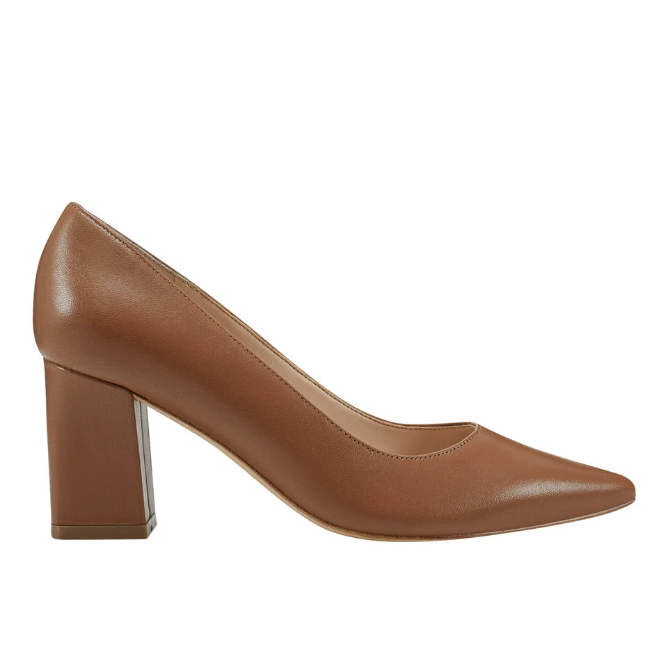 Zala Block Heel Pointy Toe Pump Natural