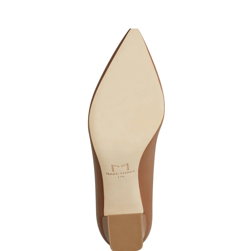 Zala Block Heel Pointy Toe Pump Natural