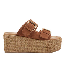 Load image into Gallery viewer, Palery Platform Buckle Slide Sandal Natural Suede