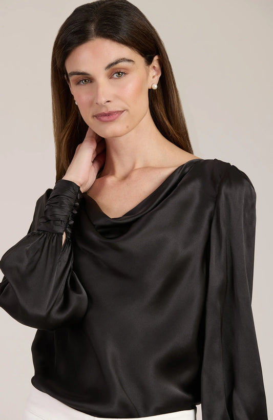 Olivia Charmeuse Top Black