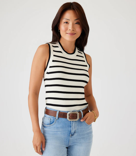 Ribbed Sleeveless Sweater Stripe