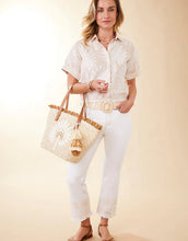 Load image into Gallery viewer, Ellington Kick Flare Jean Pearl White Embroidery
