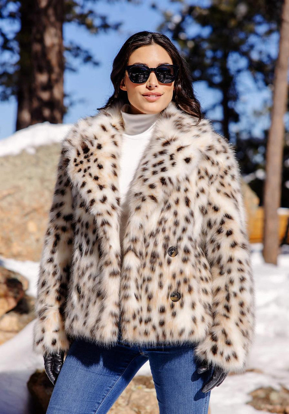 Sofia Snow Leopard Swish Coat