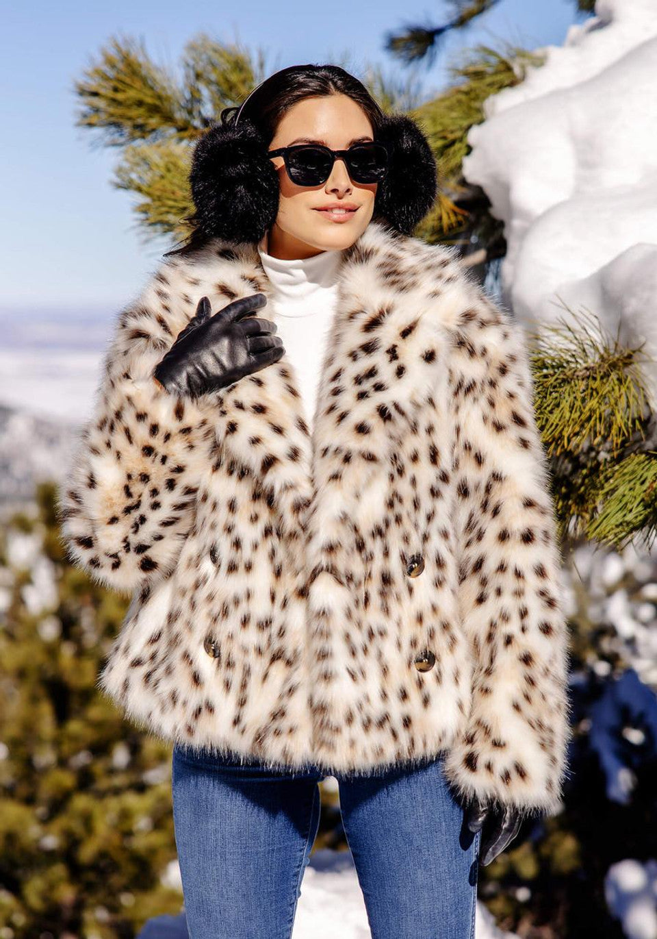 Sofia Snow Leopard Swish Coat