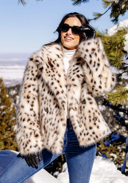 Sofia Snow Leopard Swish Coat