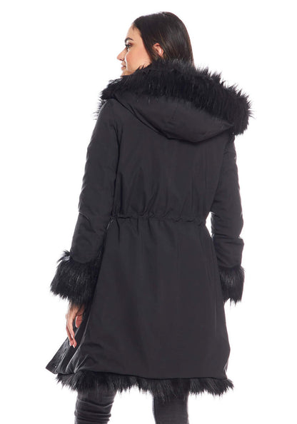 Black Fox Hooded Storm Coat