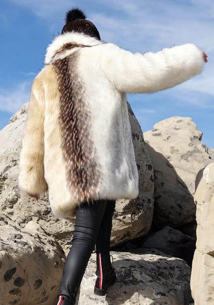 Arctic Wolf Shawl Collar Coat