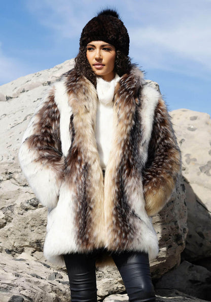 Arctic Wolf Shawl Collar Coat