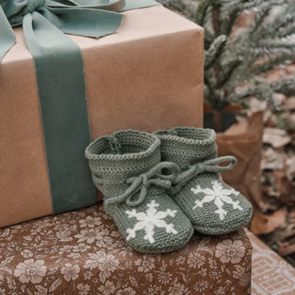 Green Snowflake Booties