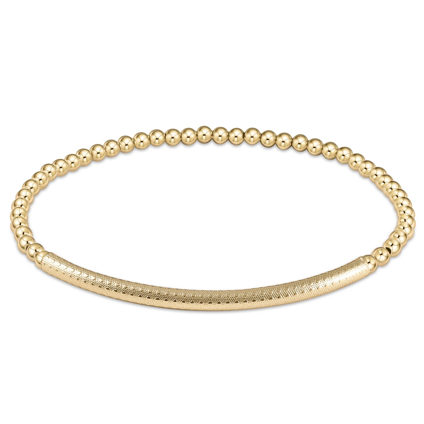 Classic Gold Textured Bliss Bar 3mm Bead Bracelet (Online Exclusive)