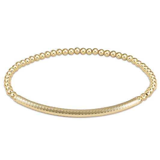 Classic Gold Textured Bliss Bar 3mm Bead Bracelet (Online Exclusive)