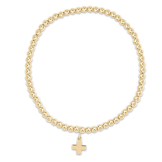 Classic Gold Signature Cross Charm 3mm Bead Bracelet (Online Exclusive)