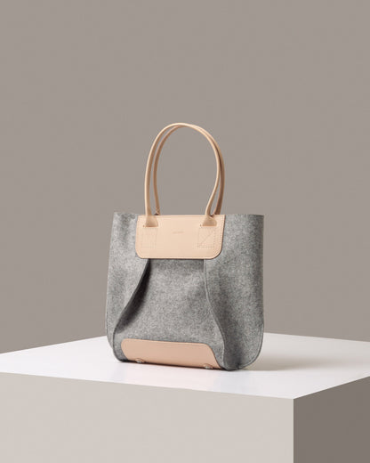 Frankie Merino Wool Midi Tote Granite Vachetta