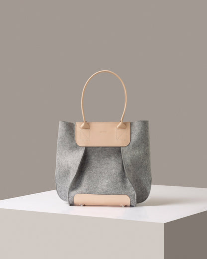 Frankie Merino Wool Midi Tote Granite Vachetta