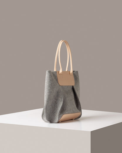 Frankie Merino Wool Midi Tote Granite Vachetta