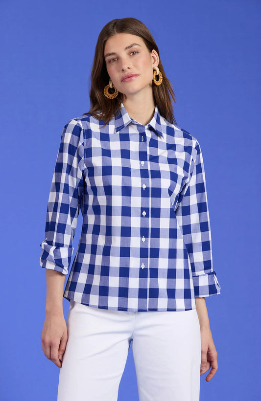 Wells Cotton Sapphire Check Shirt