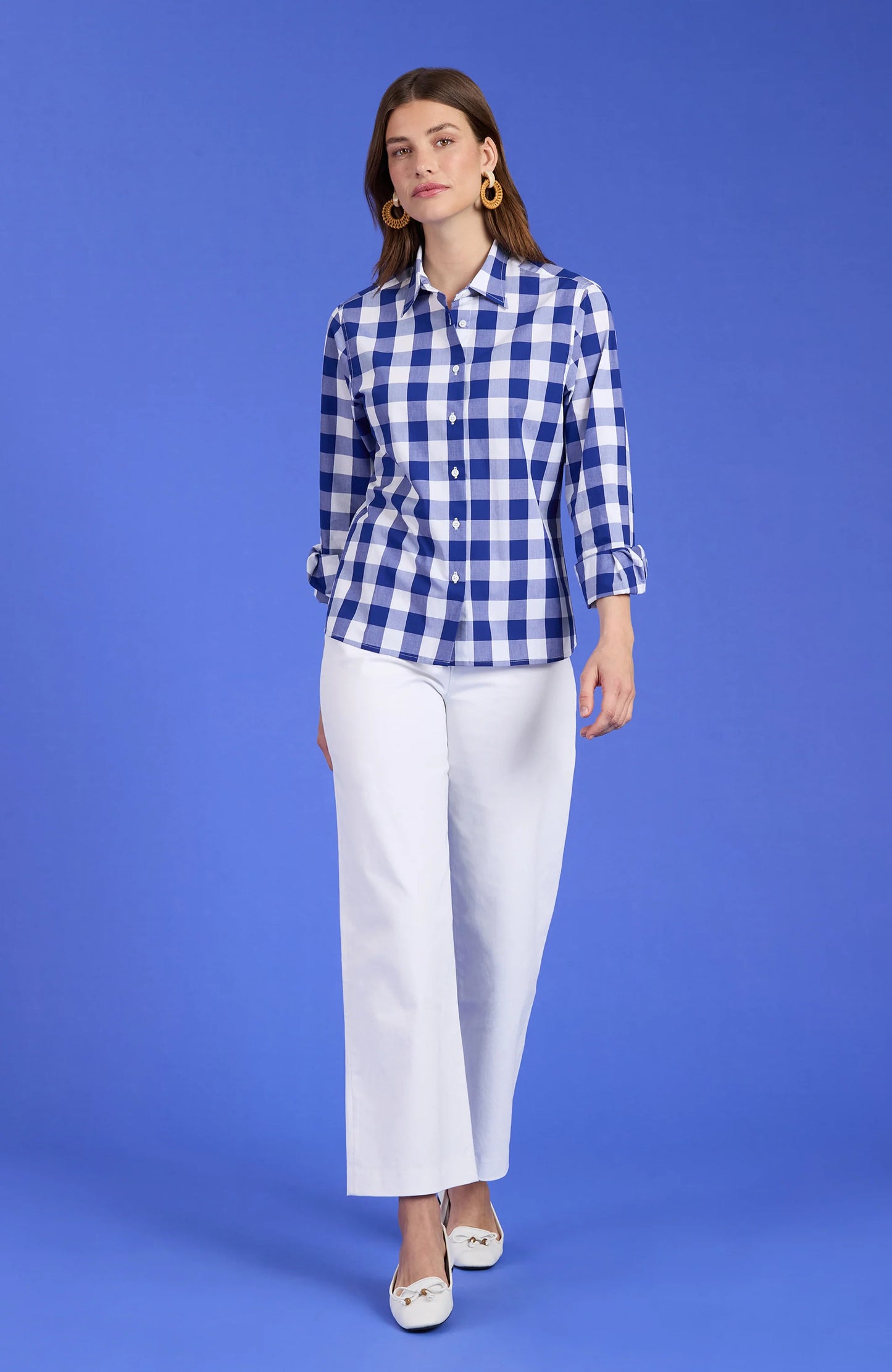 Wells Cotton Sapphire Check Shirt