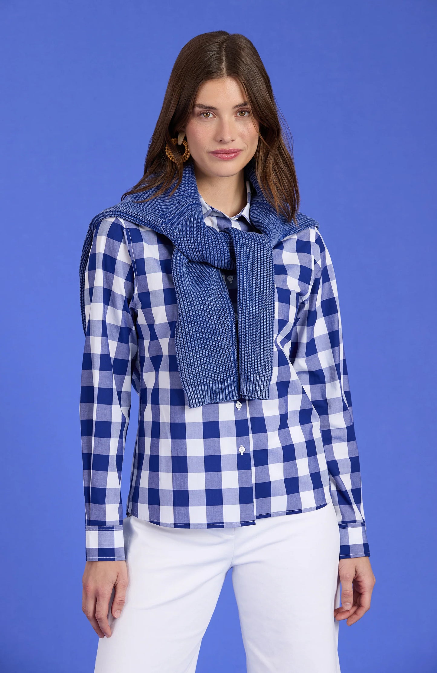 Wells Cotton Sapphire Check Shirt