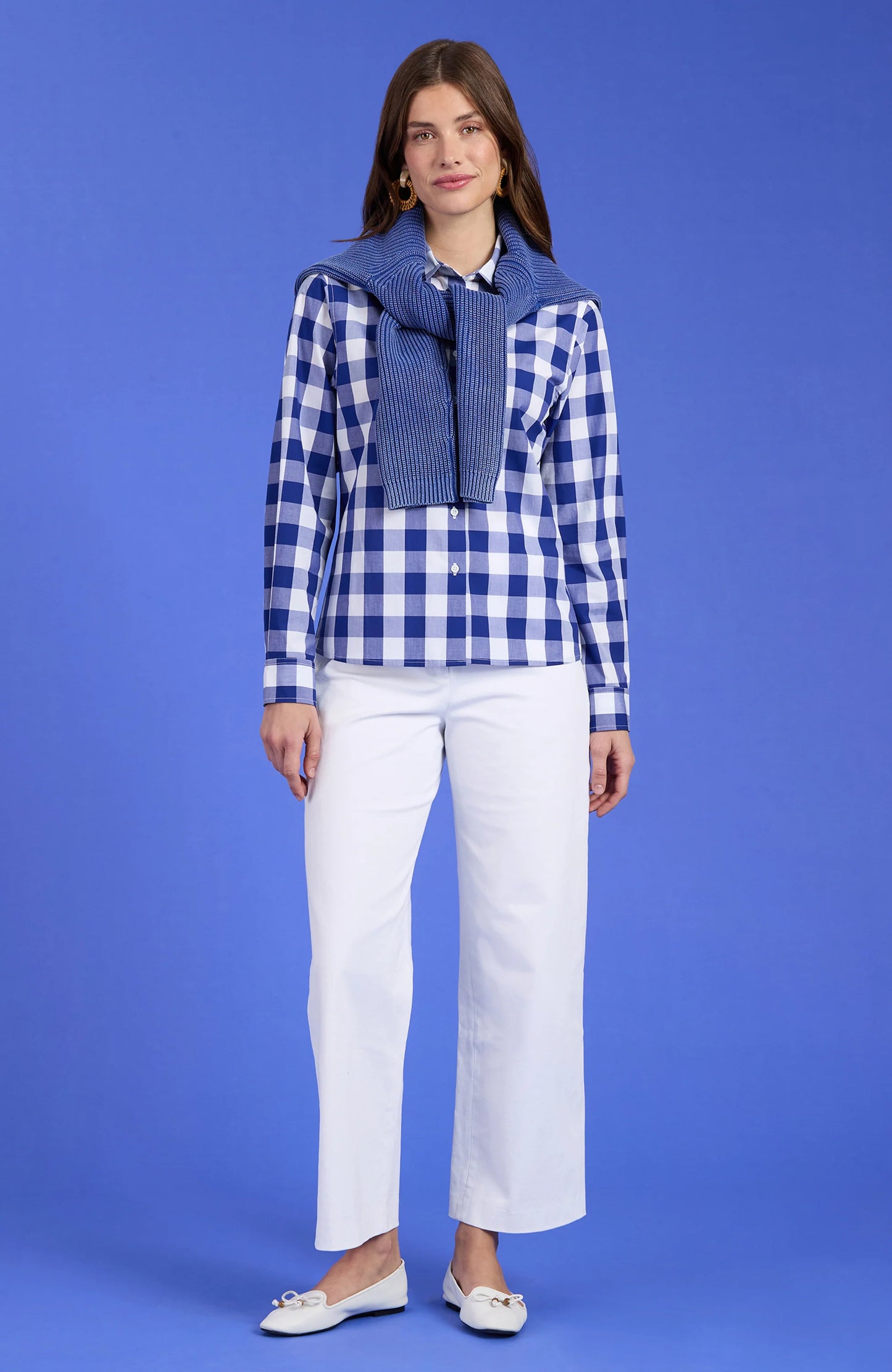 Wells Cotton Sapphire Check Shirt