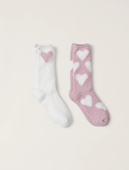 CozyChic Heart Print Sock Set O/S