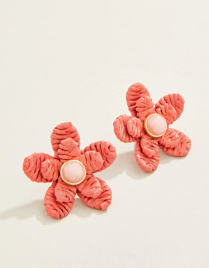 Sweet Straw Flower Earrings