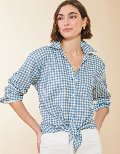 Aida Relaxed Clara Gingham Bluestone Button Down