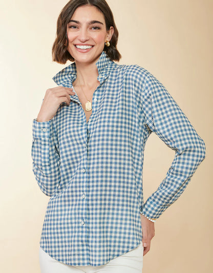 Aida Relaxed Clara Gingham Bluestone Button Down