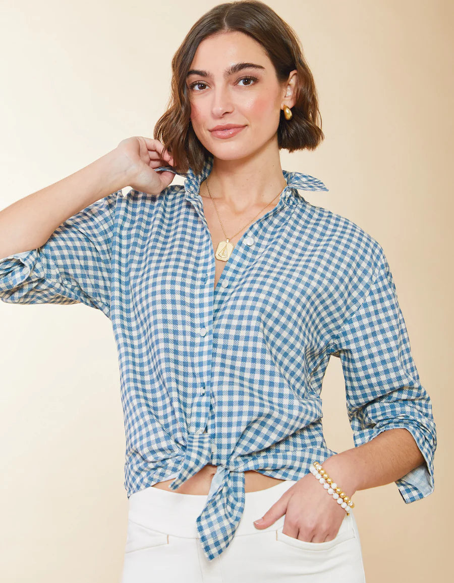 Aida Relaxed Clara Gingham Bluestone Button Down