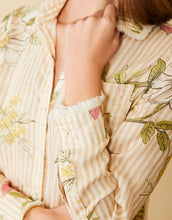 Load image into Gallery viewer, Callie Fringe Shirt Sugar Mill Floral Vine Stripe