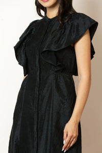 April Linen Button Down Dress Black