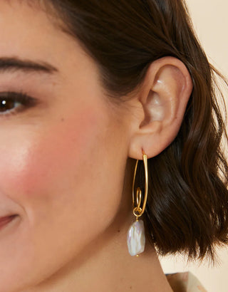 Loopy Hoop Earrings Pearl