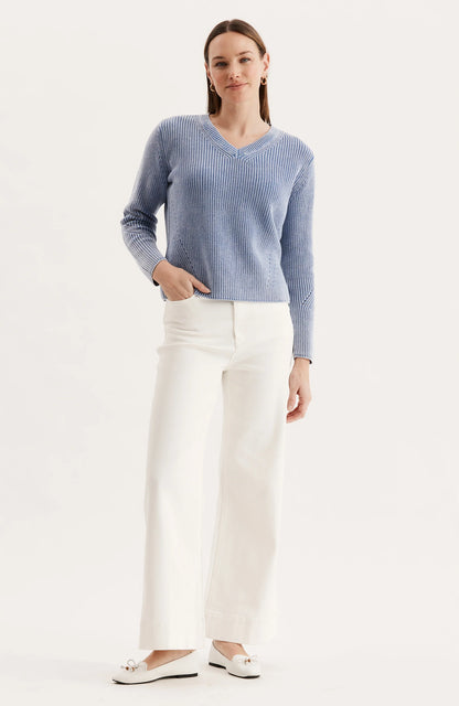 Cotton Mineral Wash V-neck Sweater