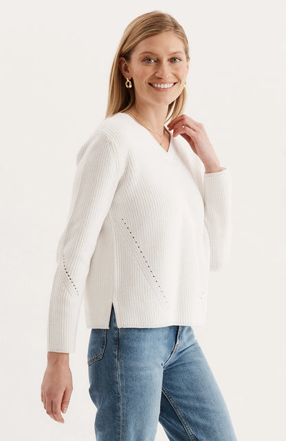 Cotton Mineral Wash V-neck Sweater