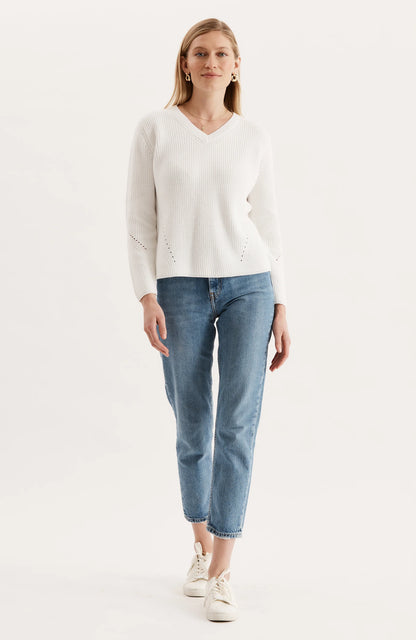 Cotton Mineral Wash V-neck Sweater