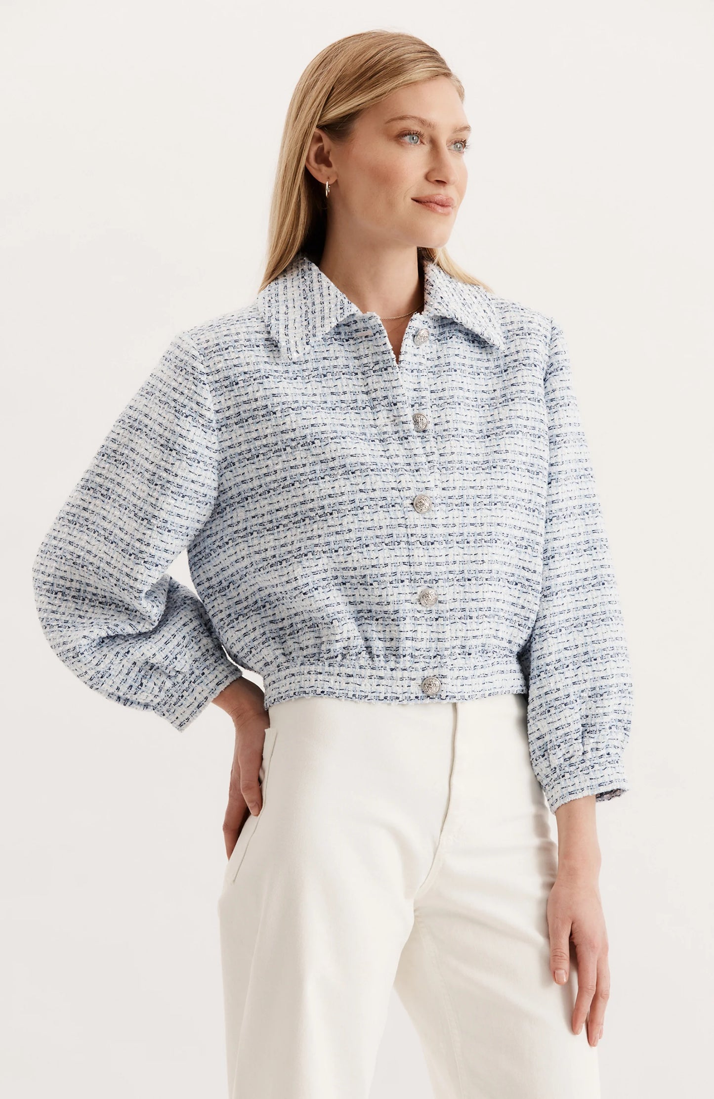 Harper Boucle Jacket Light Blue