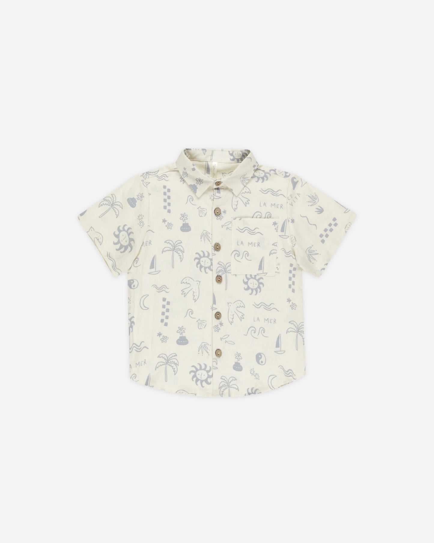 Collared Short Sleeve Shirt Mediterranean