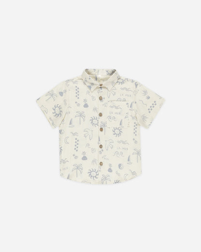 Collared Short Sleeve Shirt Mediterranean