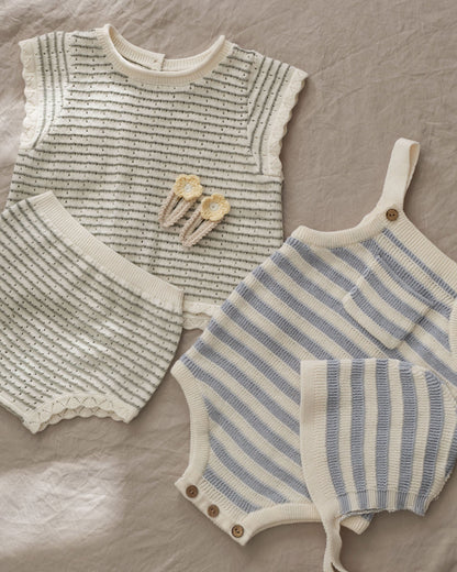 Ashton Knit Romper Blue Stripe