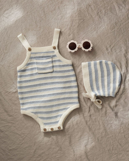 Ashton Knit Romper Blue Stripe