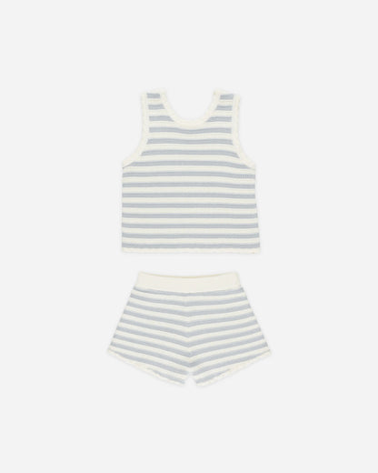 Crochet Tank Set Blue Stripe