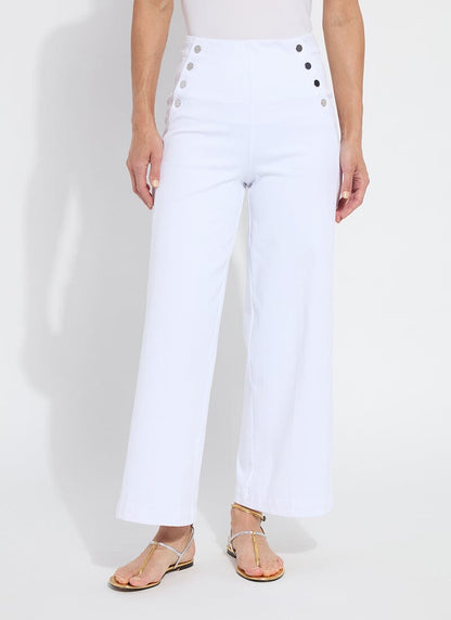 Mallory Sailor Hi Waist Wide Leg Denim White