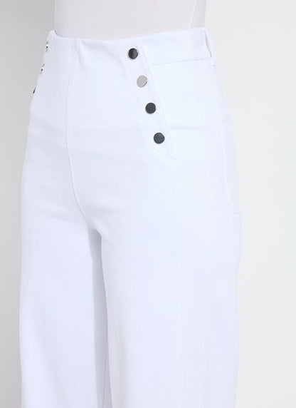 Mallory Sailor Hi Waist Wide Leg Denim White